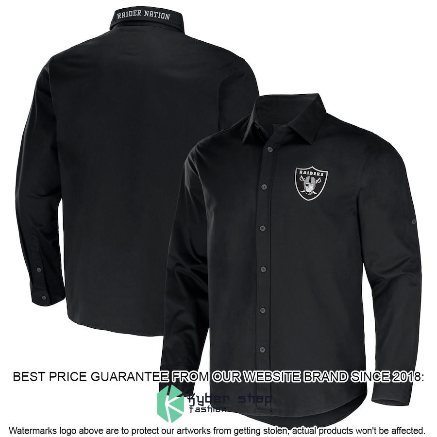 Las Vegas Raiders NFL Darius Rucker Collection Black Convertible Twill Long Sleeve Button Shirt - LIMITED EDITION