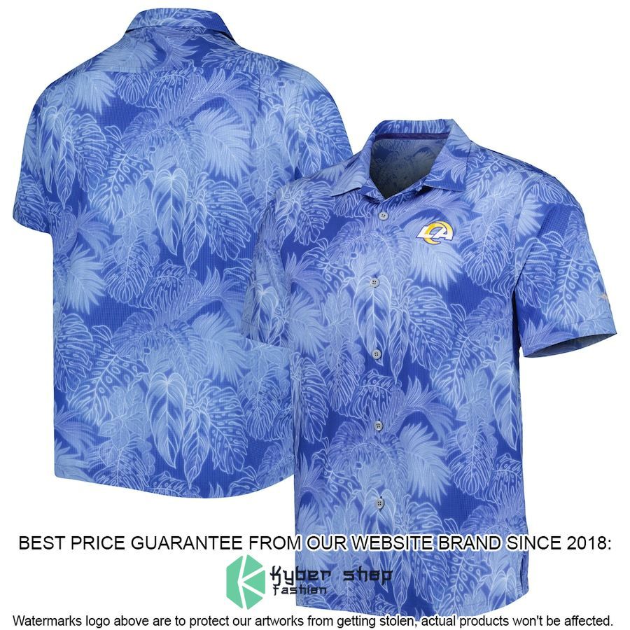 los angeles rams tommy bahama royal coast luminescent fronds camp islandzone hawaiian shirt 1 482