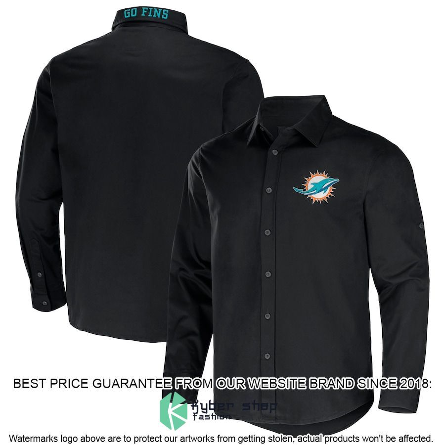 Miami Dolphins NFL Darius Rucker Collection Black Convertible Twill Long Sleeve Button Shirt - LIMITED EDITION