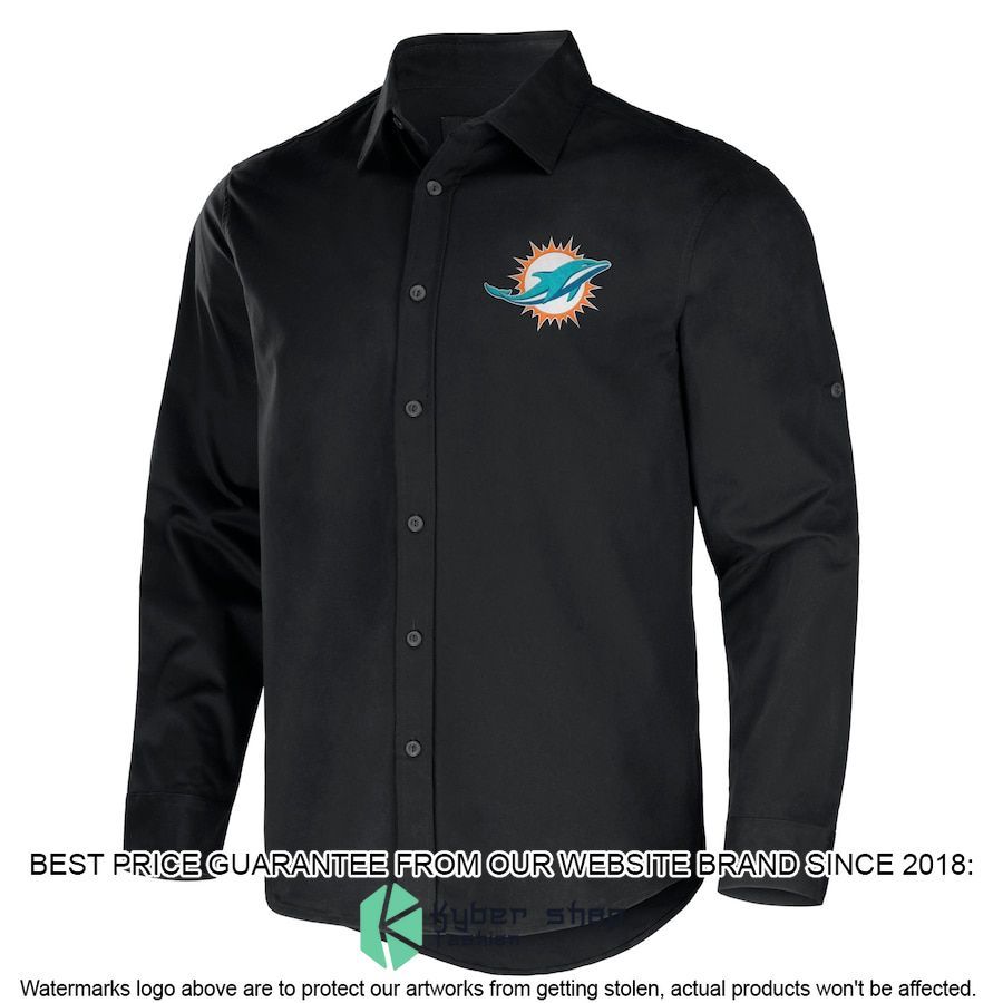 miami dolphins nfl darius rucker collection black convertible twill long sleeve button shirt 2 811