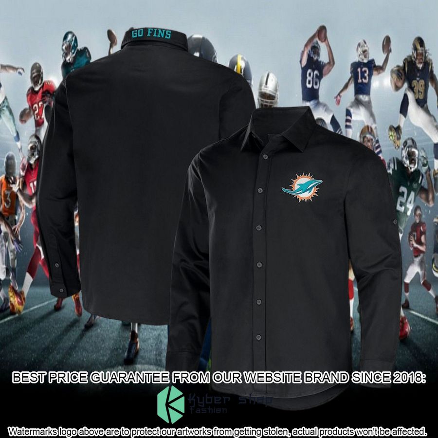 miami dolphins nfl darius rucker collection black convertible twill long sleeve button shirt 4 986