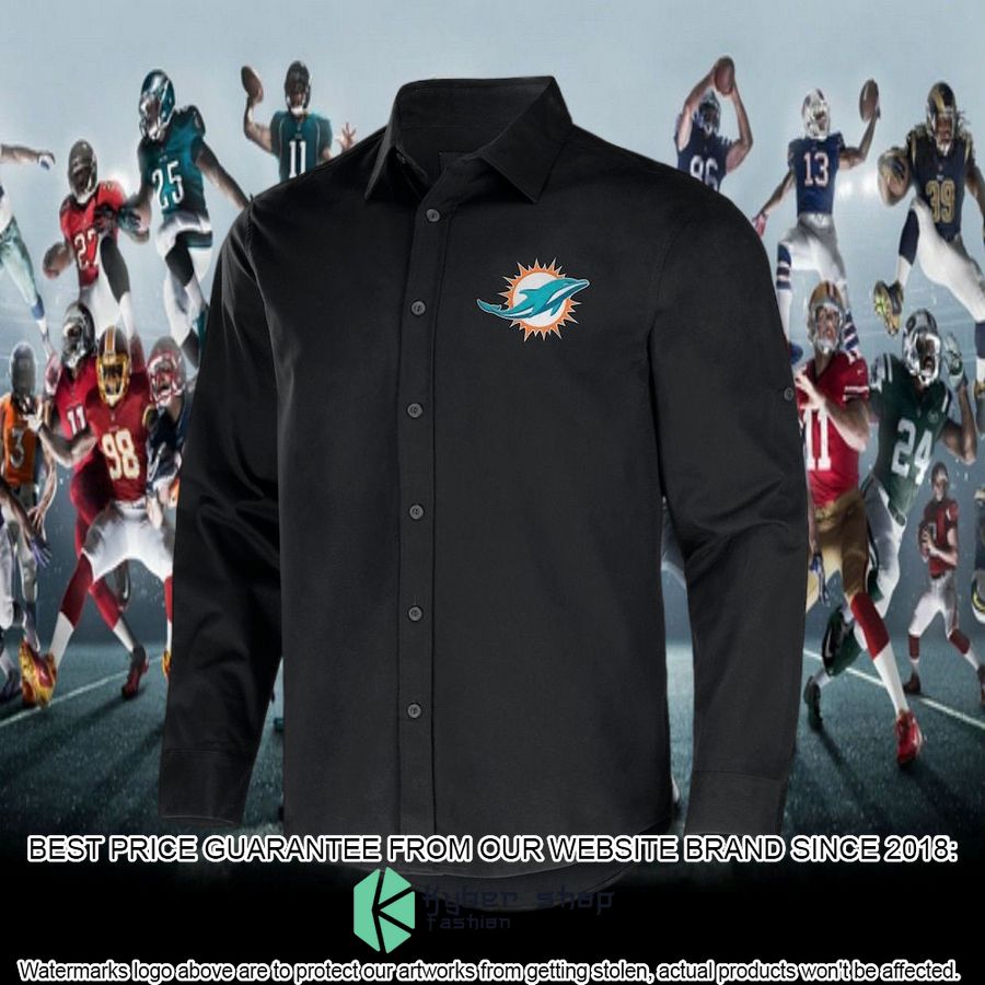 miami dolphins nfl darius rucker collection black convertible twill long sleeve button shirt 5 86