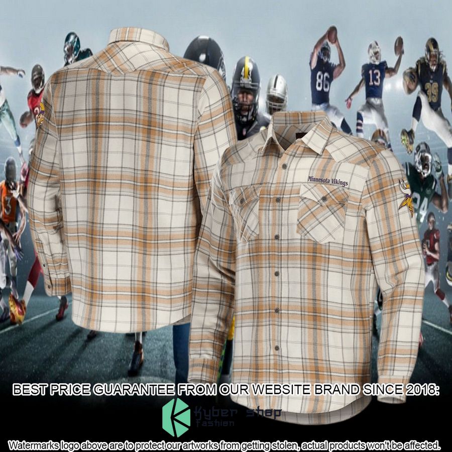 minnesota vikings nfl darius rucker collection tan flannel long sleeve button shirt 4 443