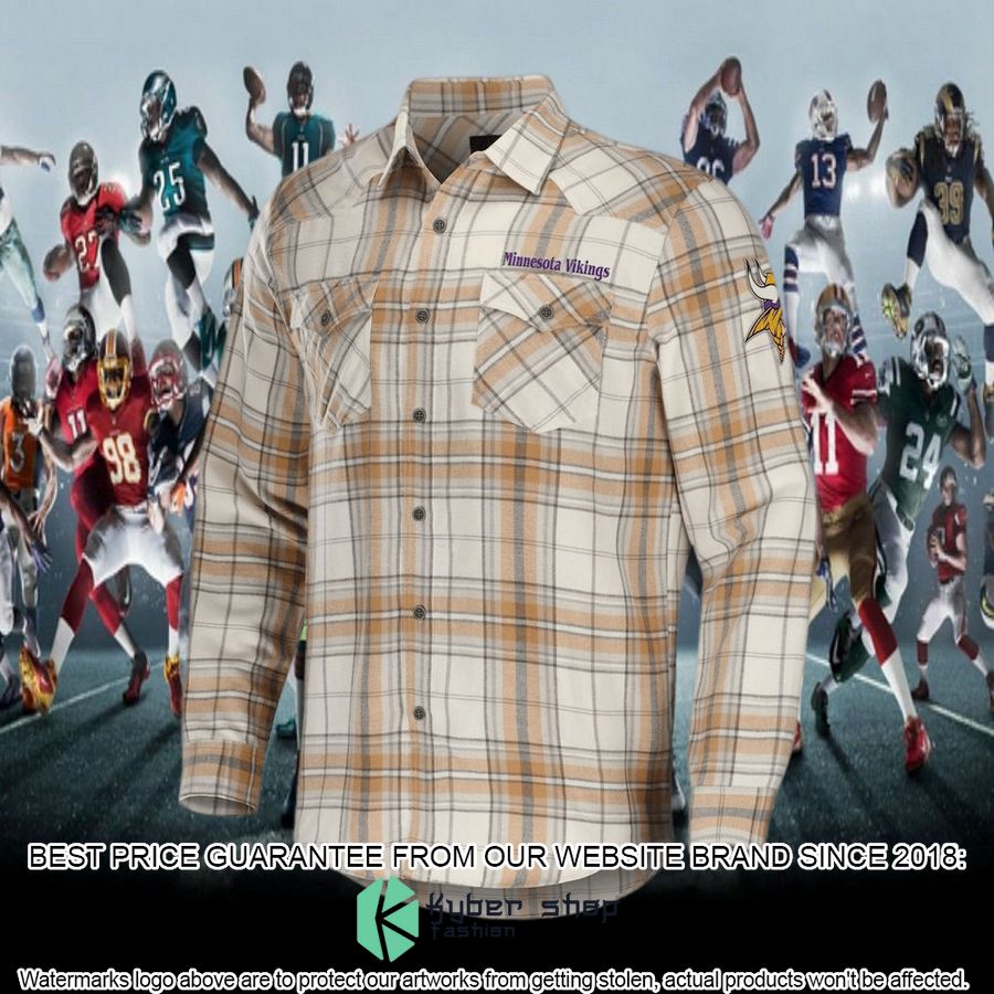 minnesota vikings nfl darius rucker collection tan flannel long sleeve button shirt 5 491