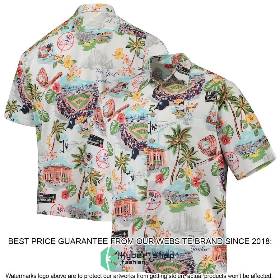 mlb new york yankees reyn spooner scenic white hawaiian shirt 1 658