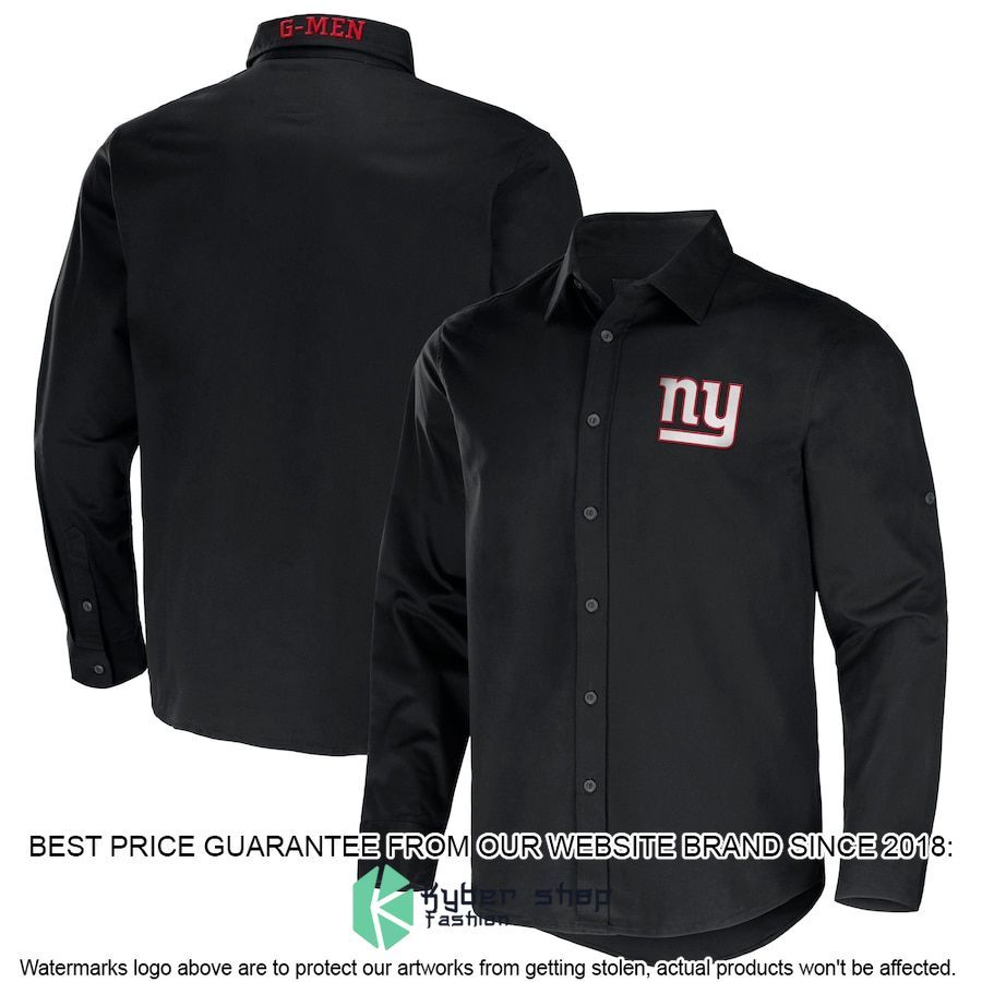 New York Giants NFL Darius Rucker Collection Black Convertible Twill Long Sleeve Button Shirt - LIMITED EDITION