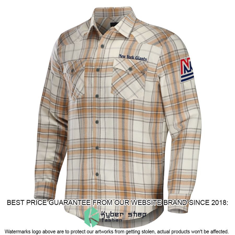 new york giants nfl darius rucker collection tan flannel long sleeve button shirt 2 567