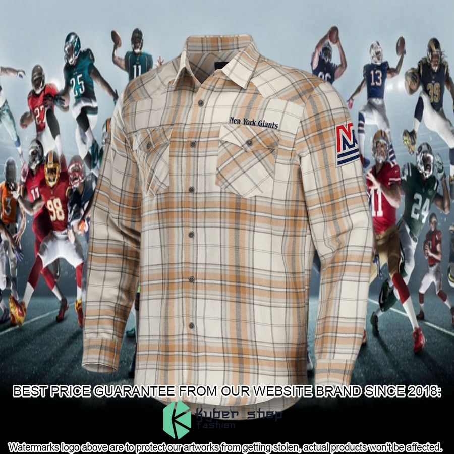 new york giants nfl darius rucker collection tan flannel long sleeve button shirt 5 544