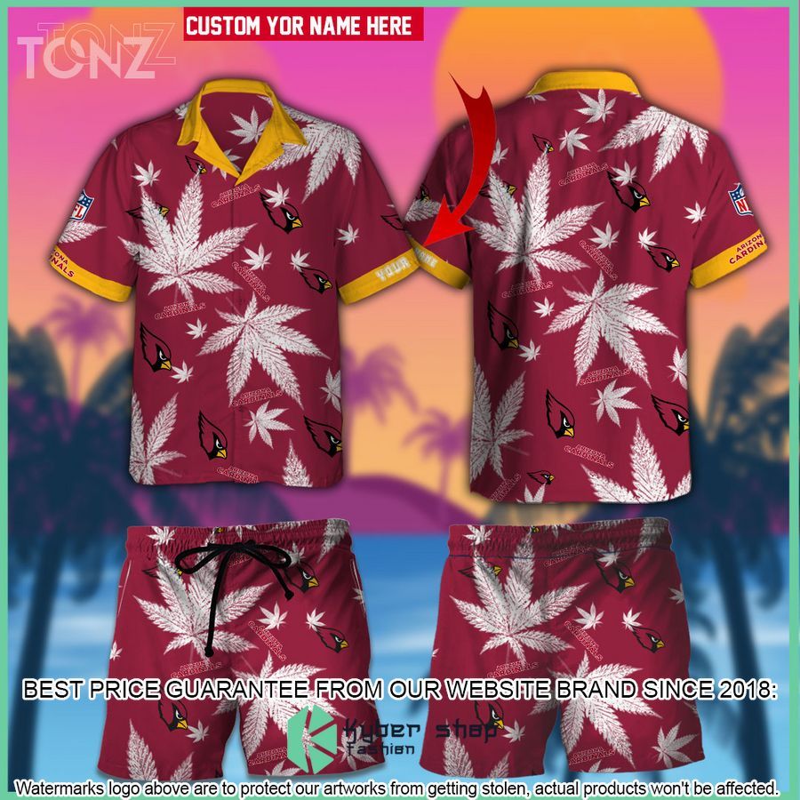 Personalized NFL Weed Cannabis Arizona Cardinals Hawaiian Shirt, Shorts - LIMITED EDITION