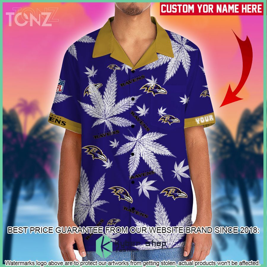 personalized nfl weed cannabis baltimore ravens hawaiian shirt shorts 2 134