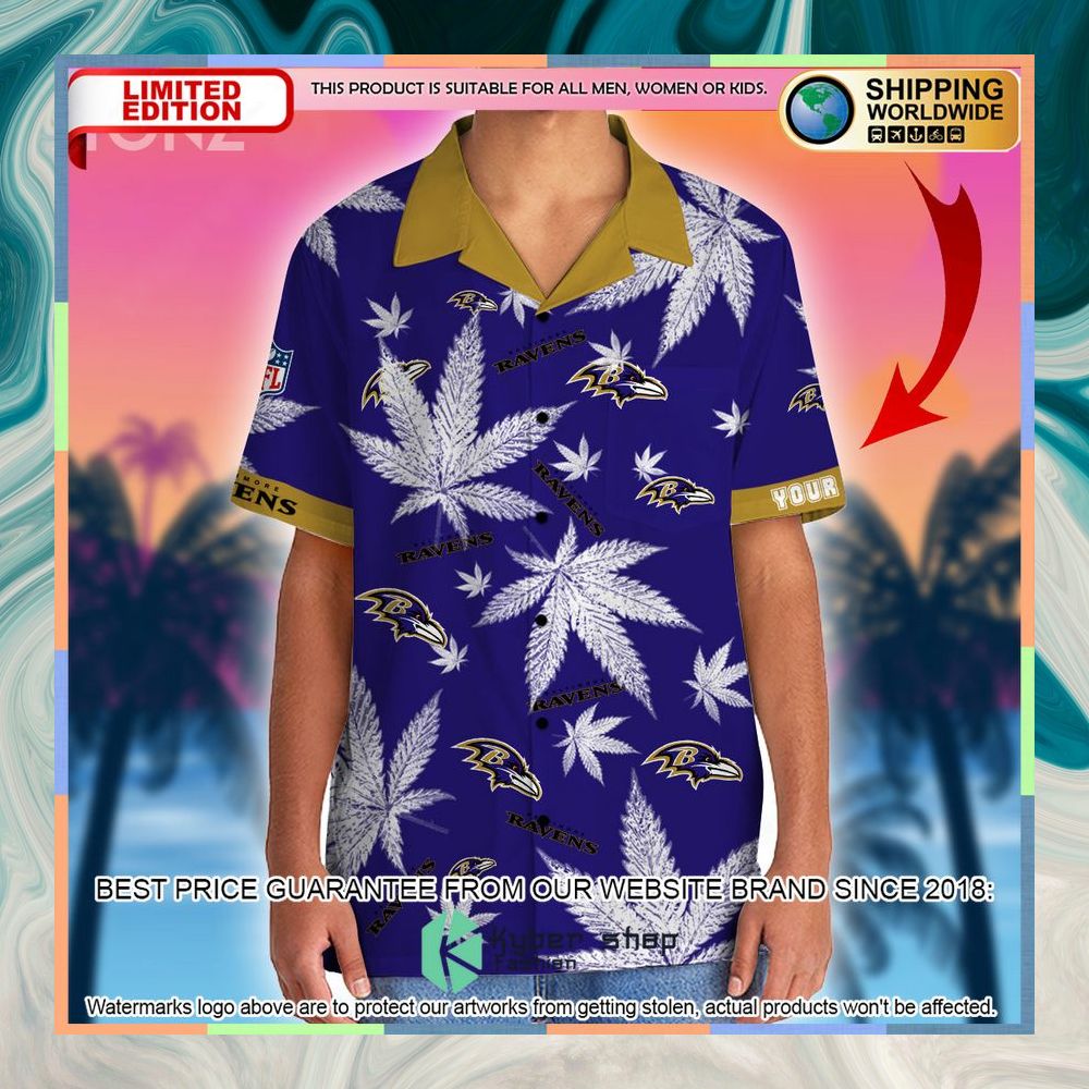 personalized nfl weed cannabis baltimore ravens hawaiian shirt shorts 2 33