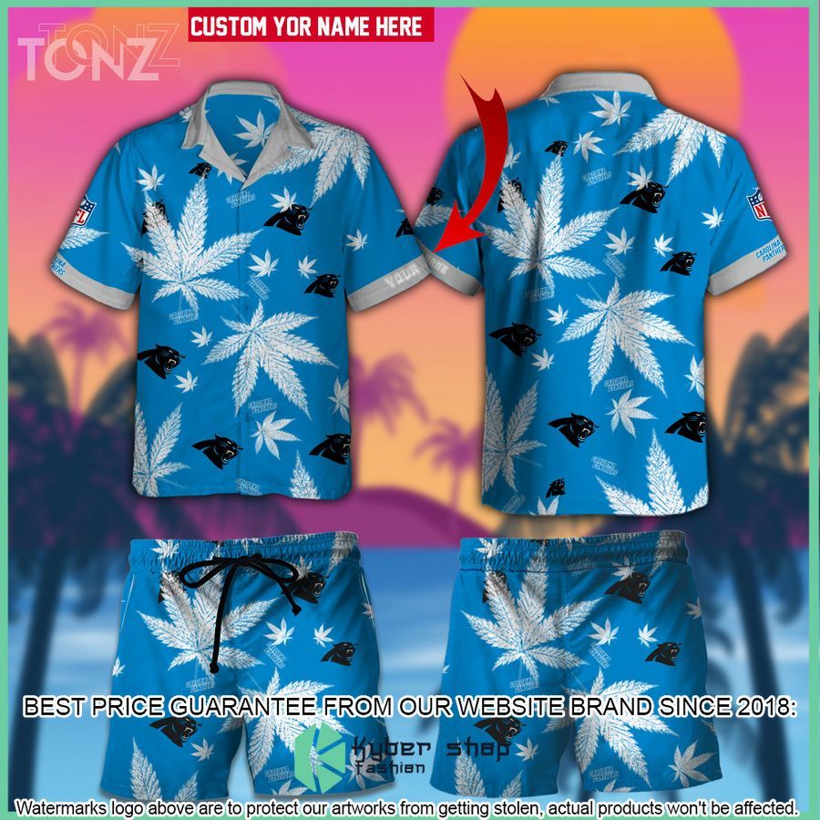 Personalized NFL Weed Cannabis Carolina Panthers Hawaiian Shirt, Shorts - LIMITED EDITION