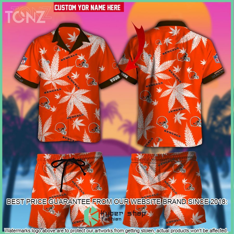 personalized nfl weed cannabis cleveland browns hawaiian shirt shorts 1 841