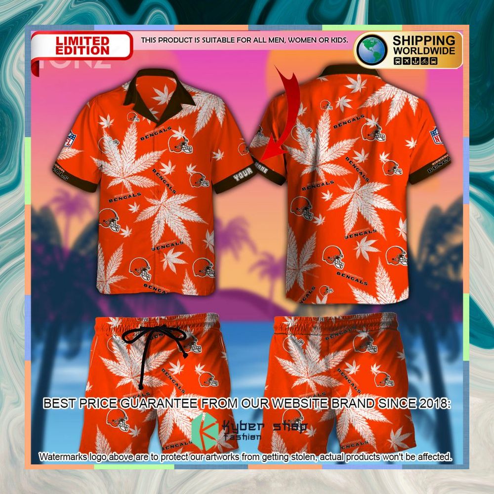 personalized nfl weed cannabis cleveland browns hawaiian shirt shorts 1 967