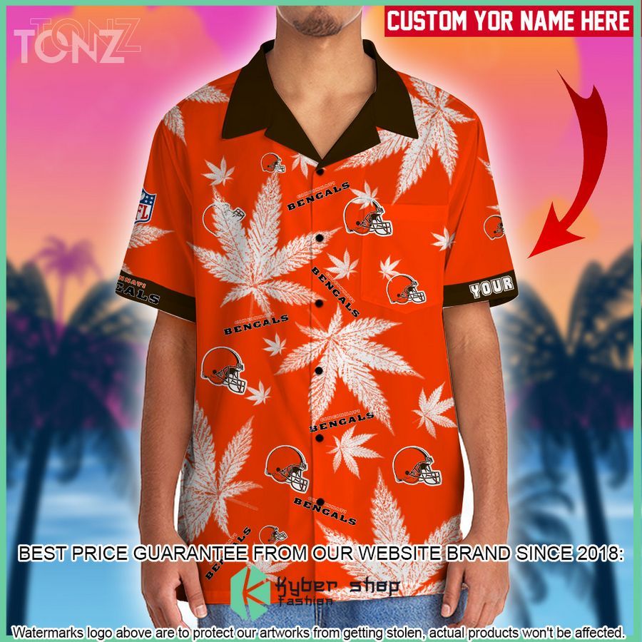 personalized nfl weed cannabis cleveland browns hawaiian shirt shorts 2 662