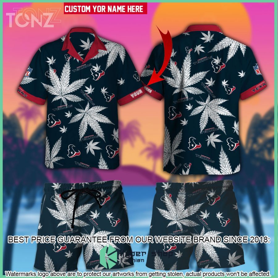 Personalized NFL Weed Cannabis Houston Texans Hawaiian Shirt, Shorts - LIMITED EDITION