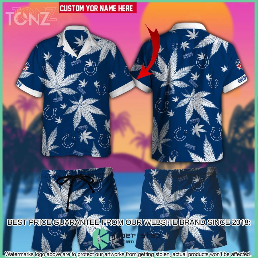 Personalized NFL Weed Cannabis Indianapolis Colts Hawaiian Shirt, Shorts - LIMITED EDITION