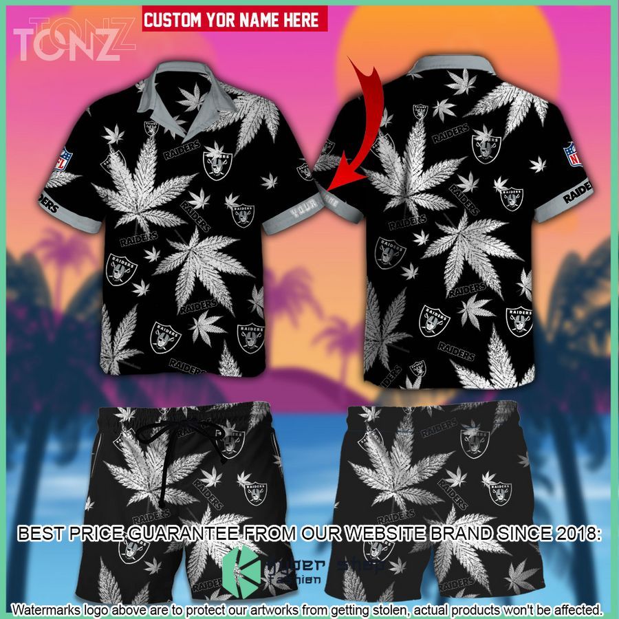 Personalized NFL Weed Cannabis Las Vegas Raiders Hawaiian Shirt, Shorts - LIMITED EDITION