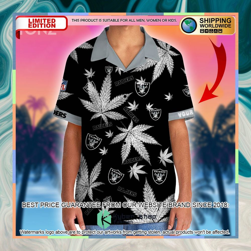 personalized nfl weed cannabis las vegas raiders hawaiian shirt shorts 2 507