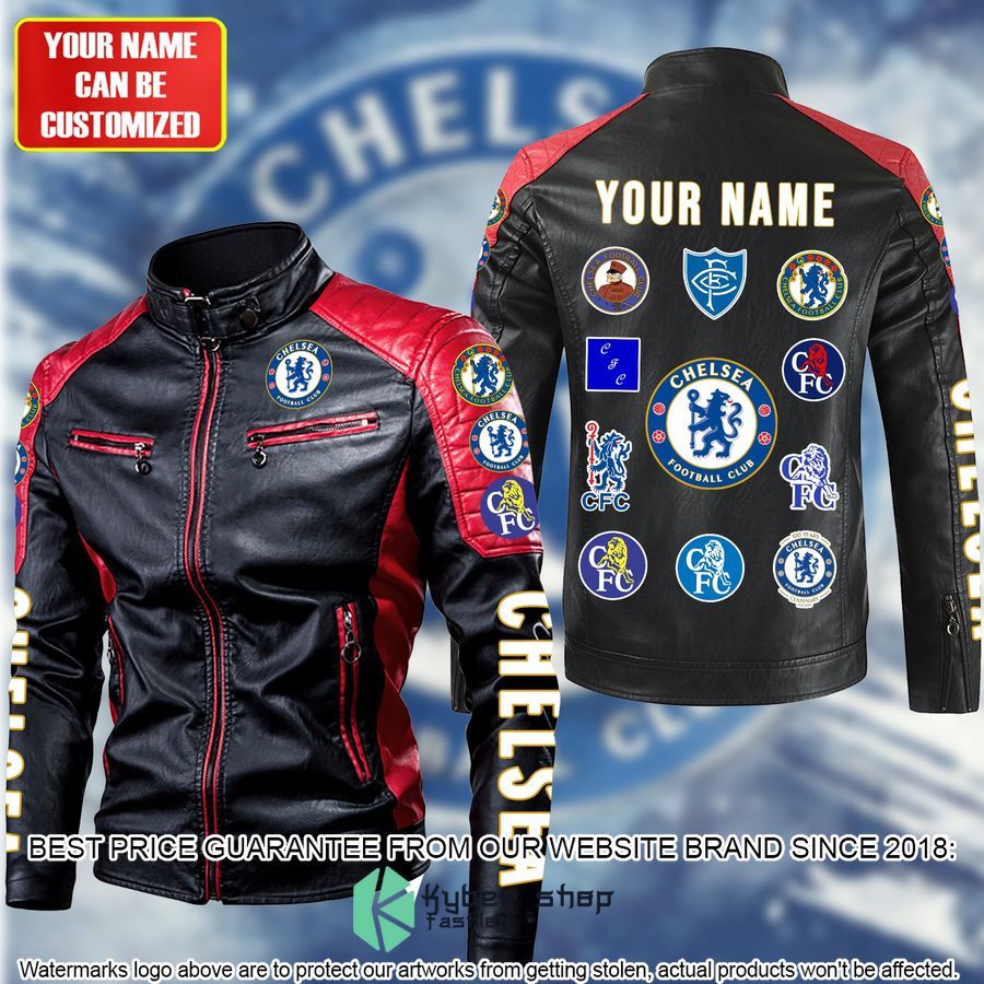 Personaziled Chelsea FC red Color Motor Block Leather Jacket - LIMITED EDITION