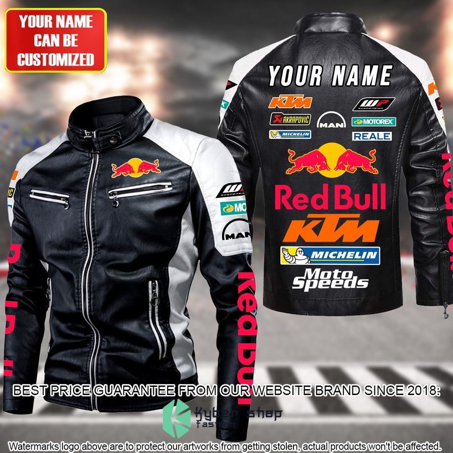 Personaziled Red Bull KTM White Hand Color Motor Block Leather Jacket - LIMITED EDITION