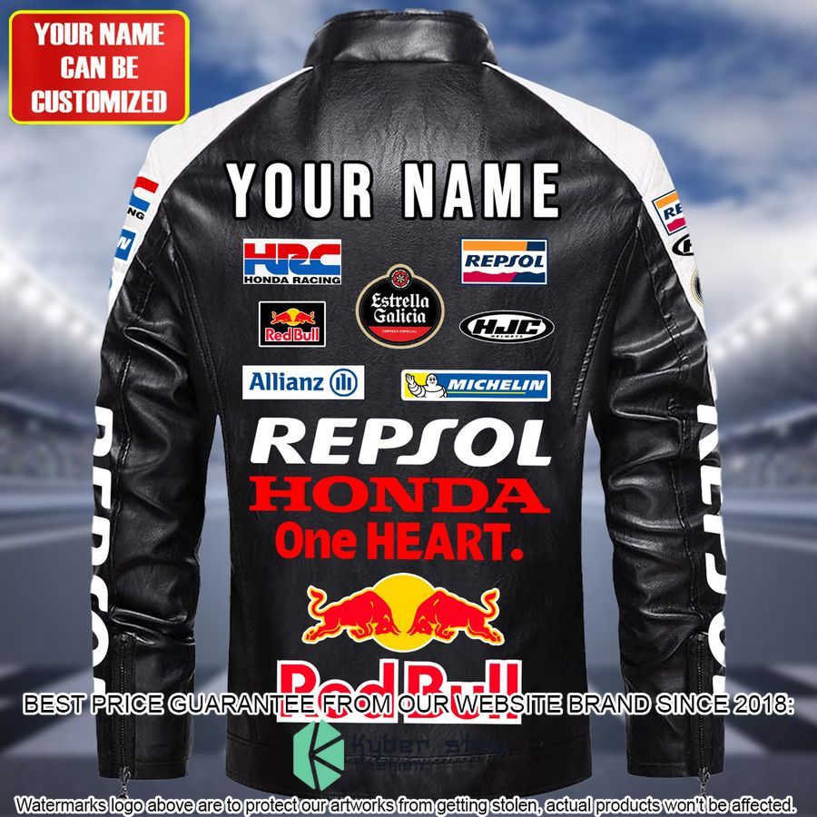 personaziled red bull racing honda white hand color motor block leather jacket 3 865