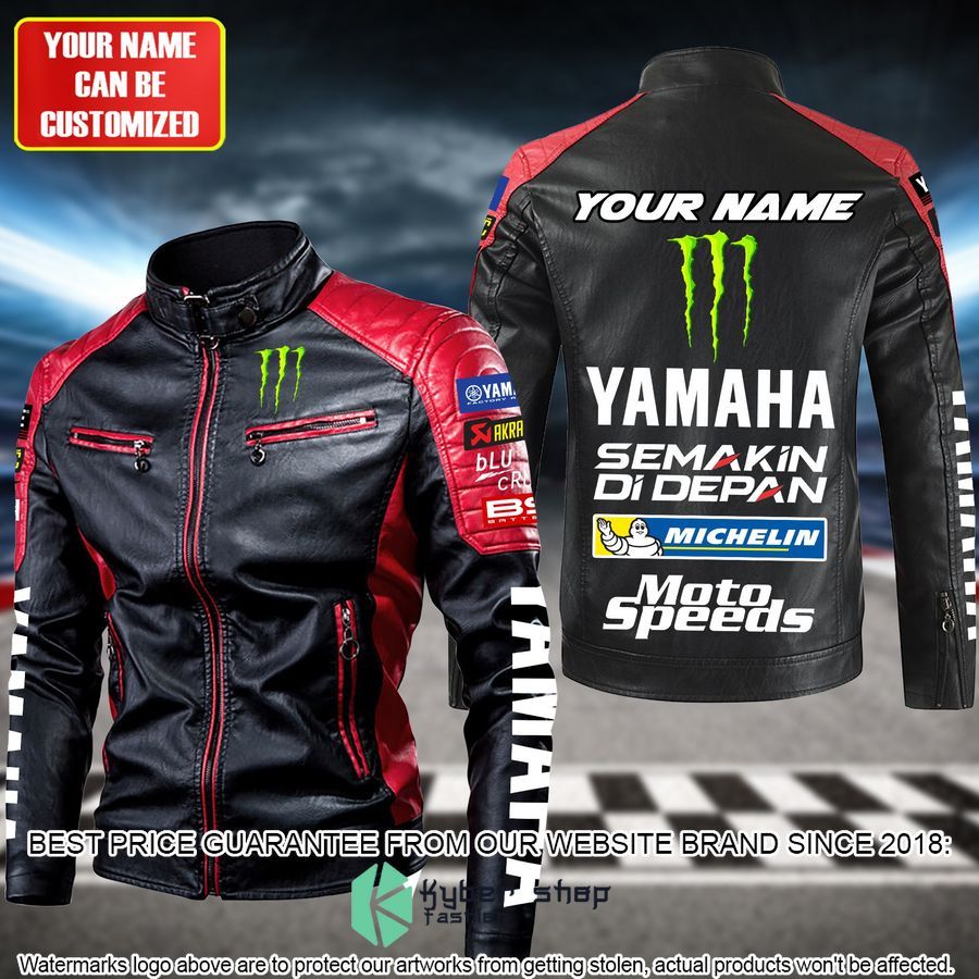 Personaziled Yamaha Moto Speeds red Color Motor Block Leather Jacket - LIMITED EDITION