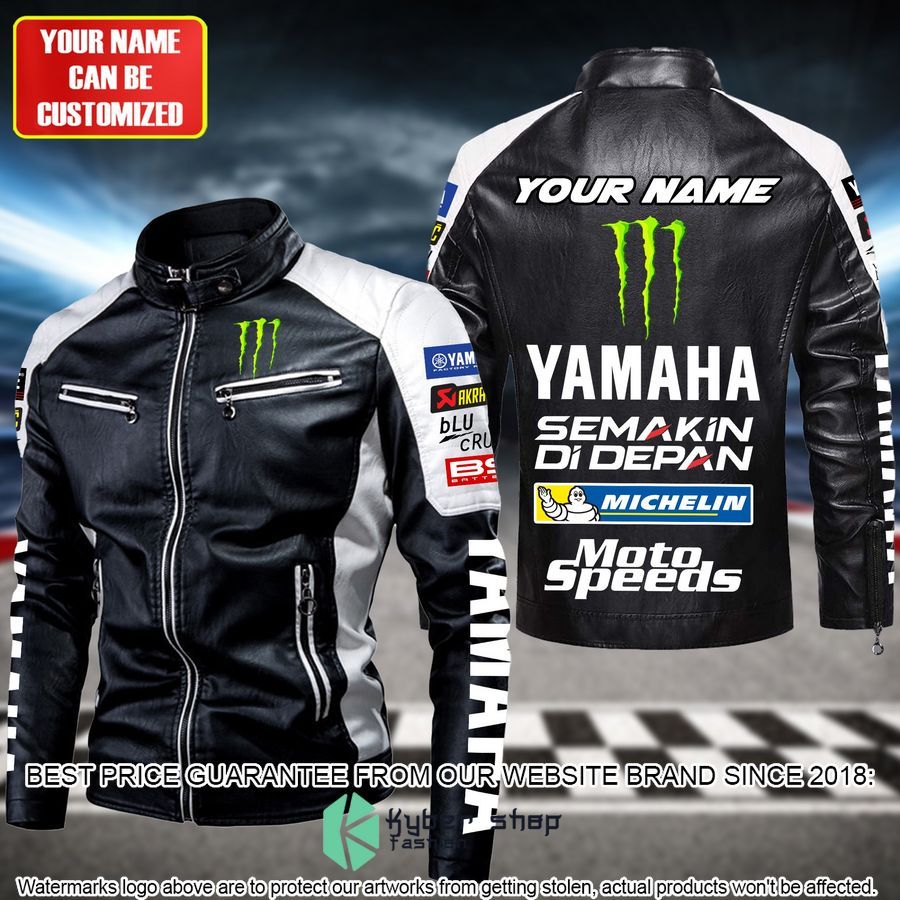 Personaziled Yamaha Moto Speeds white Color Motor Block Leather Jacket - LIMITED EDITION