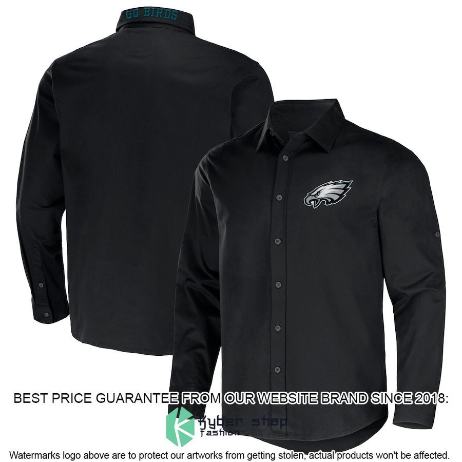 philadelphia eagles nfl darius rucker collection black convertible twill long sleeve button shirt 1 441