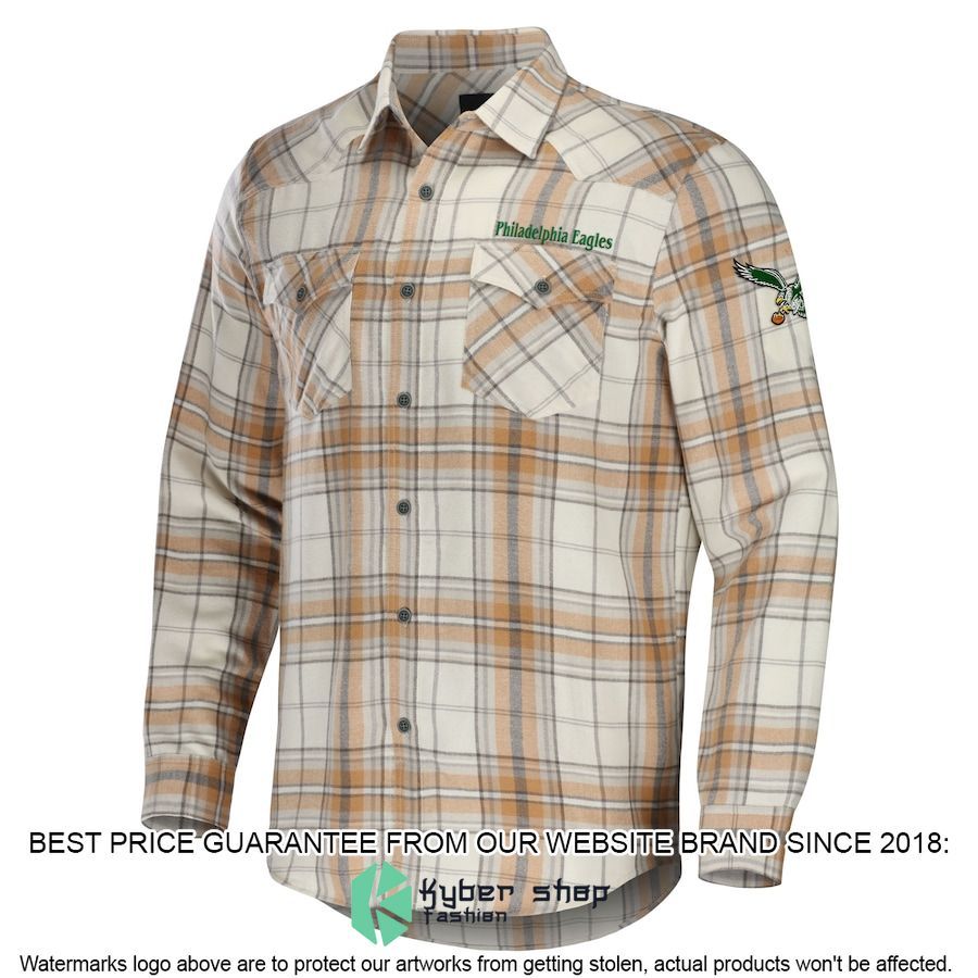 philadelphia eagles nfl darius rucker collection tan flannel long sleeve button shirt 2 158