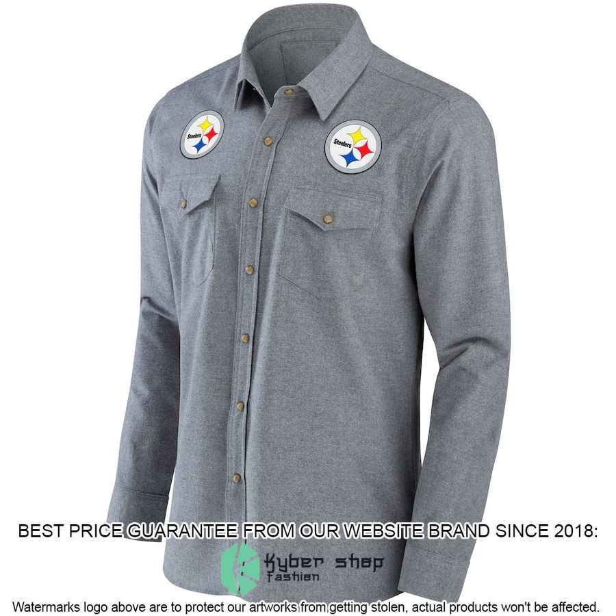 pittsburgh steelers nfl darius rucker collection gray chambray long sleeve button shirt 2 239