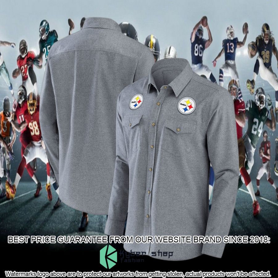 pittsburgh steelers nfl darius rucker collection gray chambray long sleeve button shirt 4 147