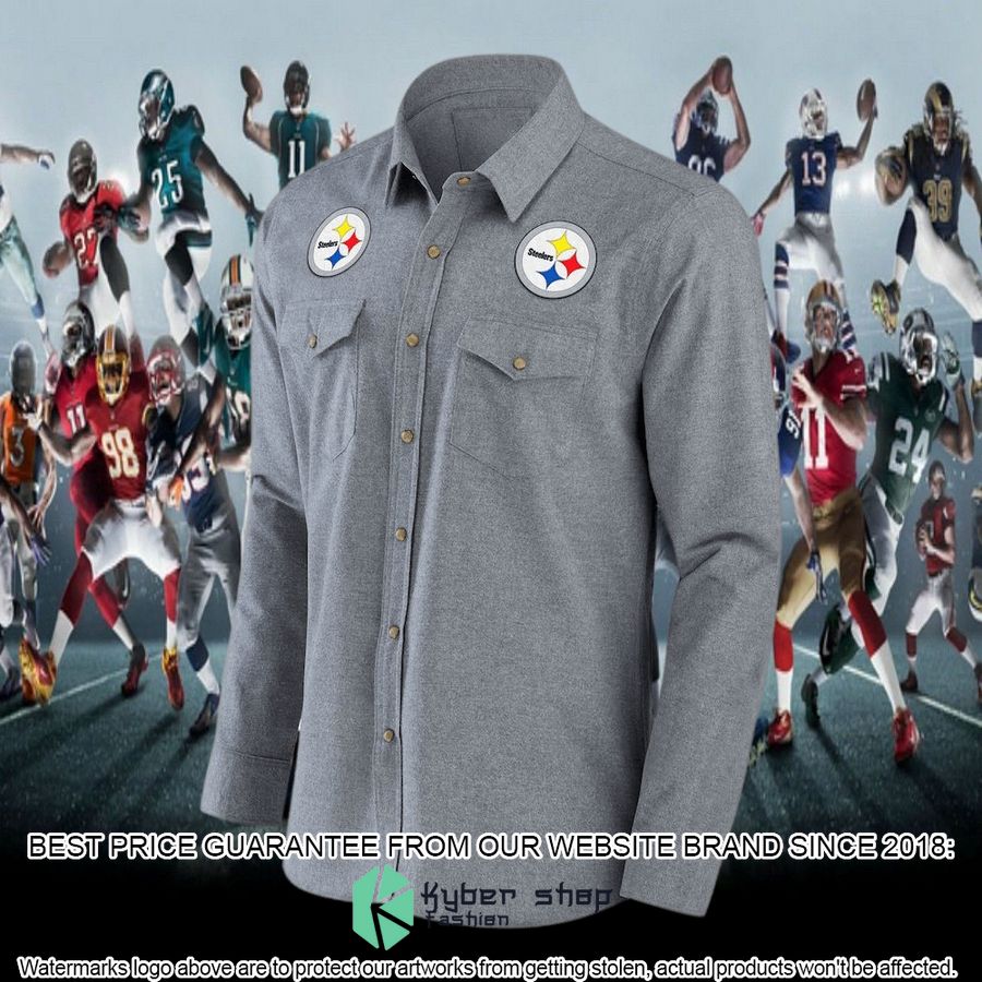 pittsburgh steelers nfl darius rucker collection gray chambray long sleeve button shirt 5 276