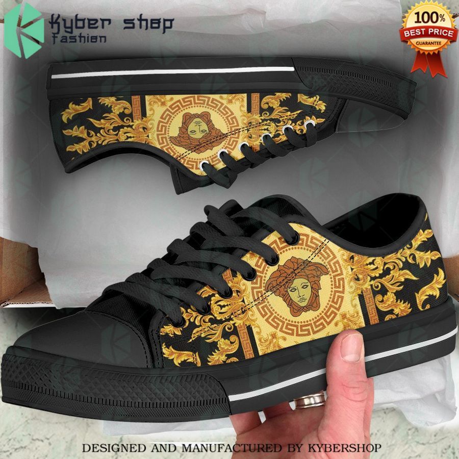 black versace gold low top canvas shoes 1 928