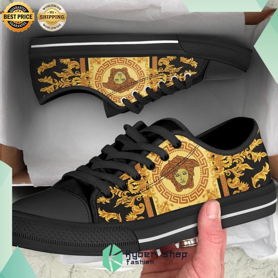 black versace gold low top canvas shoes 1 977