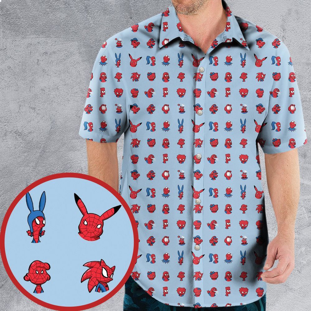 funny spider man characters pattern hawaiian shirt 1 252