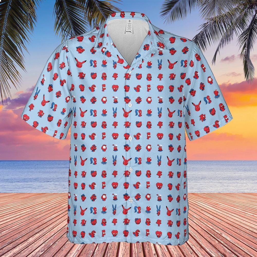 funny spider man characters pattern hawaiian shirt 2 268