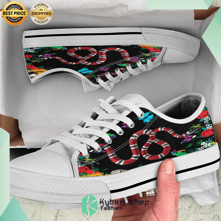 gucci kingsnake flowers low top canvas shoes 1 213