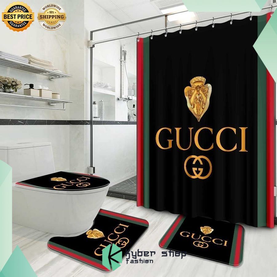 gucci logo bathroom shower curtain set 1 580