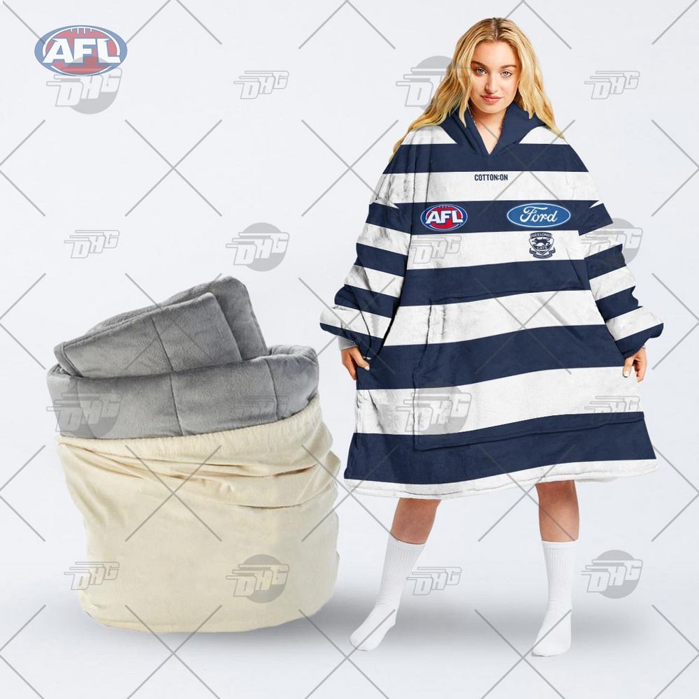 personalised afl geelong football club hoodie blanket 1 154