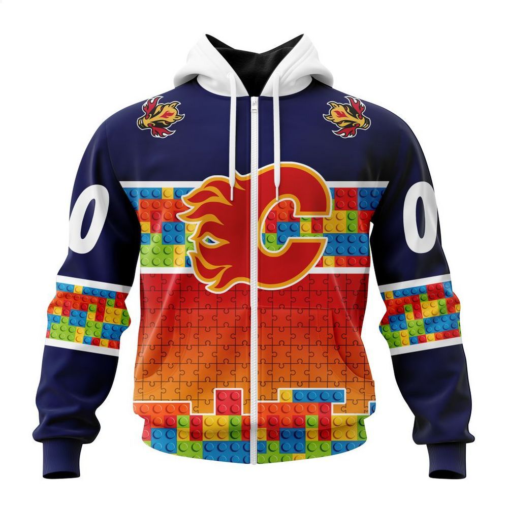 personalized calgary flames autism awareness shirt hoodie 2 982