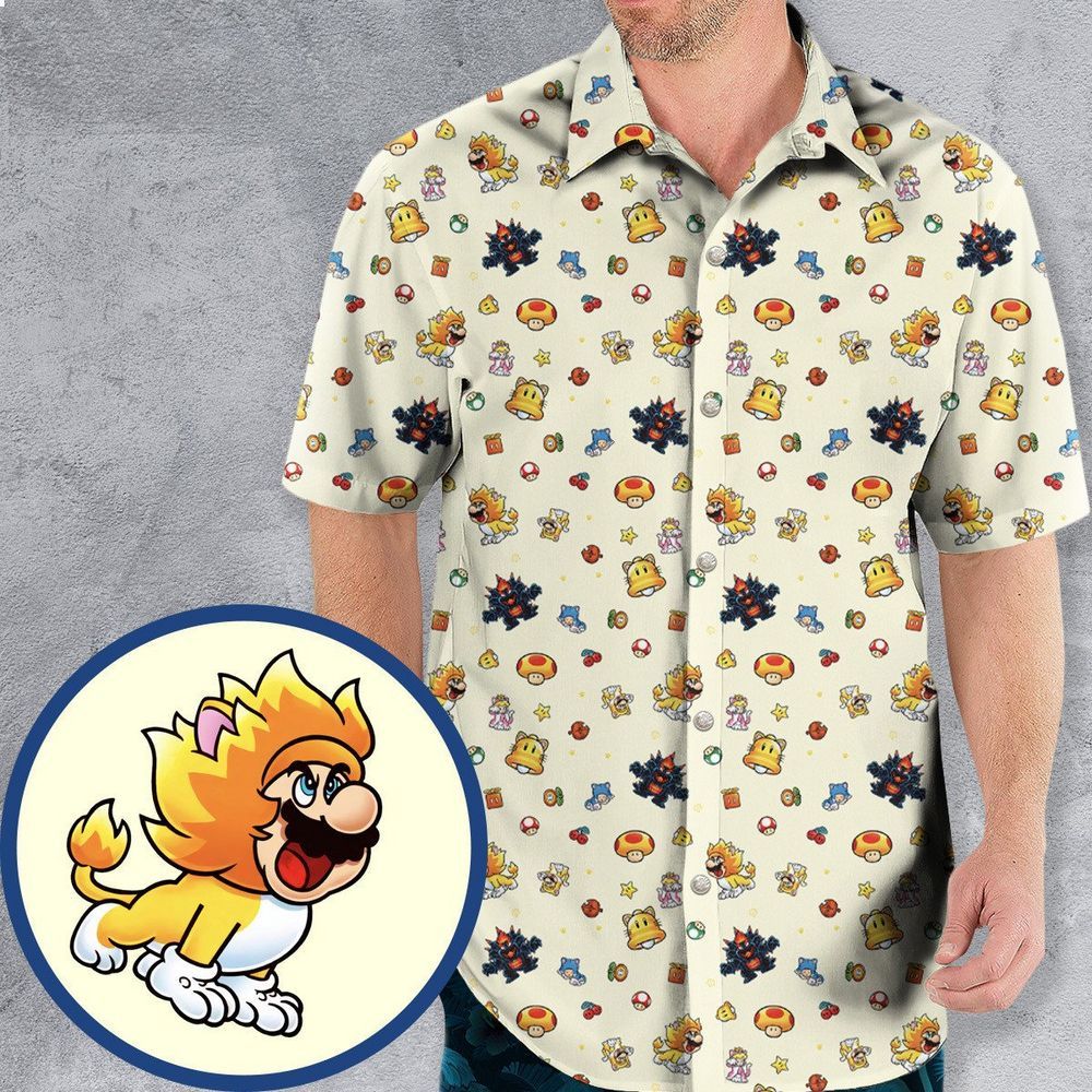 super mario characters pattern hawaiian shirt 1 345