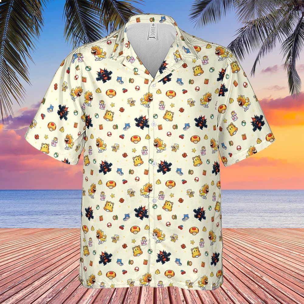 super mario characters pattern hawaiian shirt 2 713
