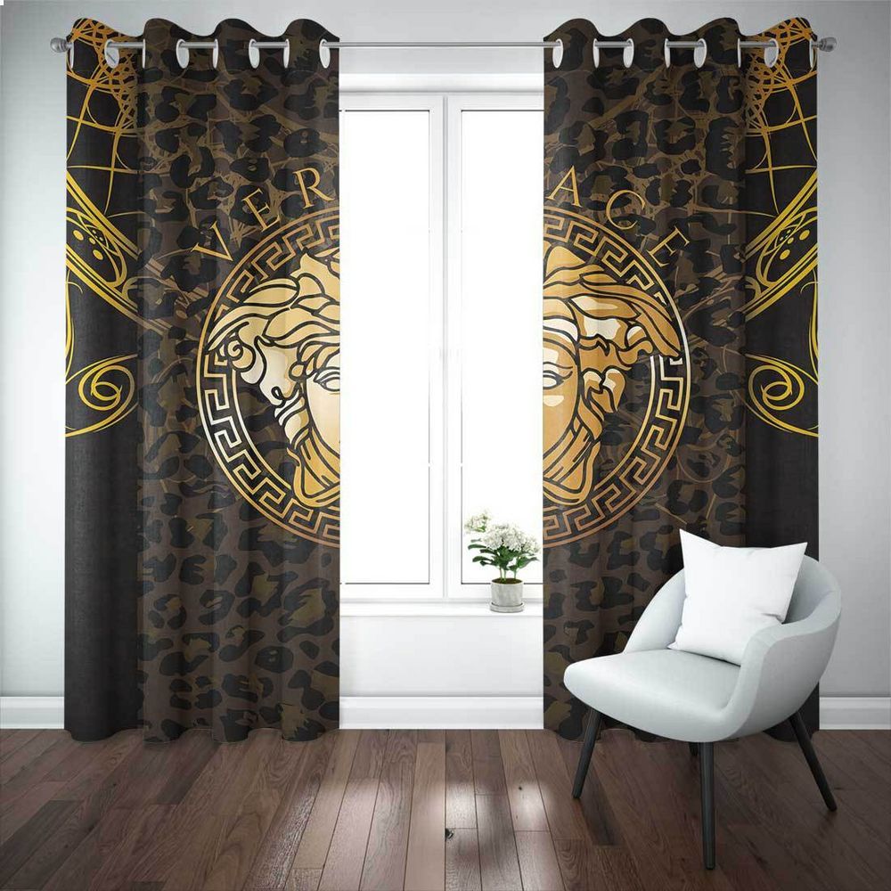 versace leopard window curtain set 1 654
