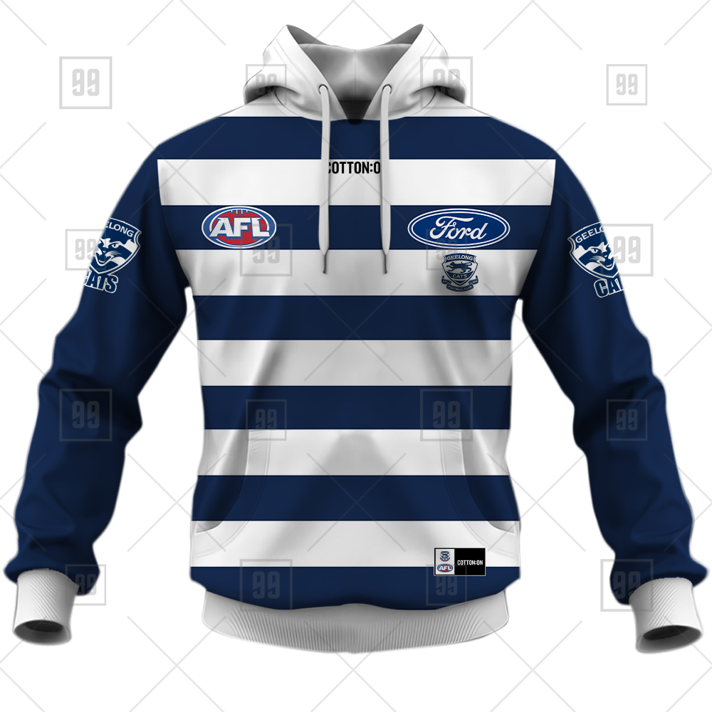 TU YN AFL JERSEY 2023 Geelong hoodie front
