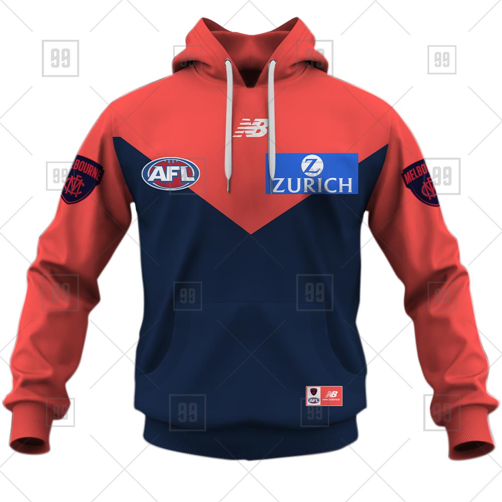 TU YN AFL JERSEY 2023 Melbourne hoodie front