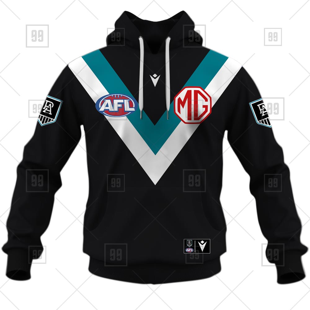 TU YN AFL JERSEY 2023 Port Adelaide hoodie front