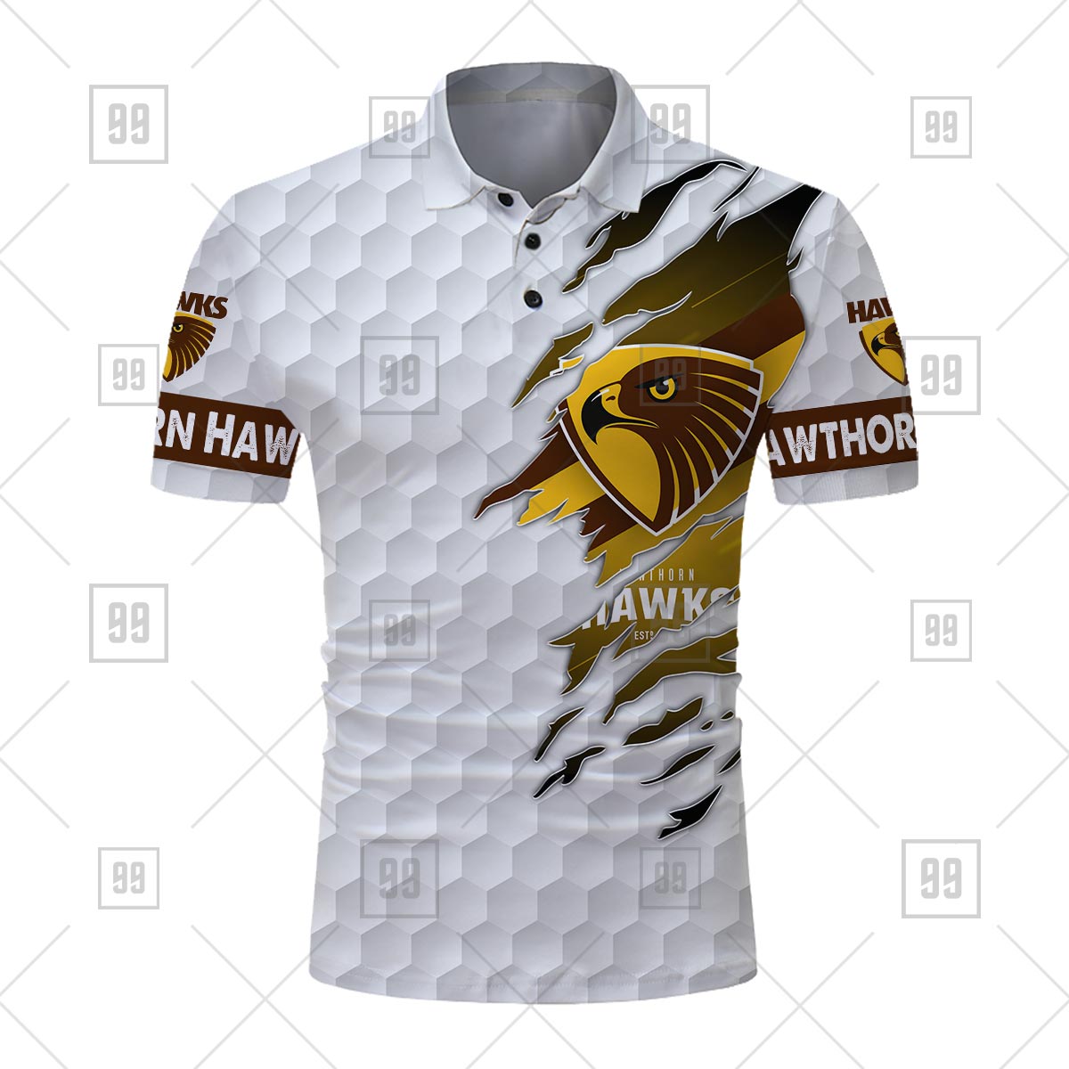 TU YN AFL POLO Golf Hawthorn Hawks mk2