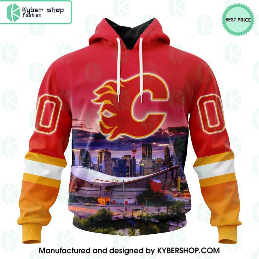 calgary flames city skyline special design custom hoodie 1 608