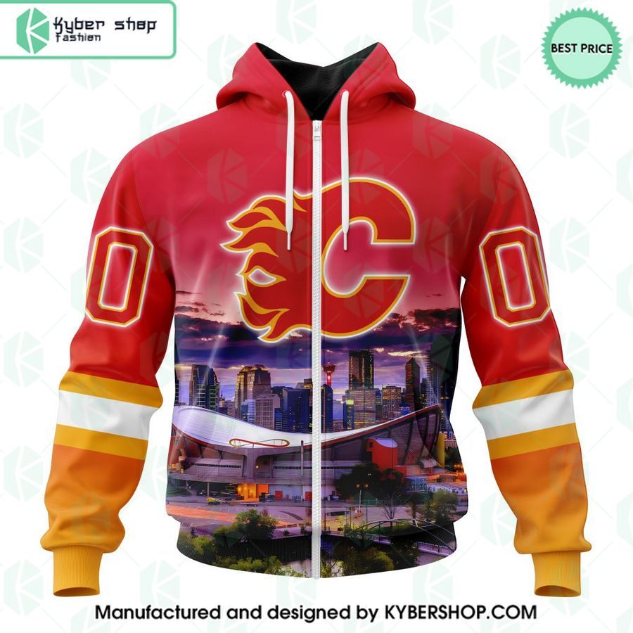 calgary flames city skyline special design custom hoodie 2 231